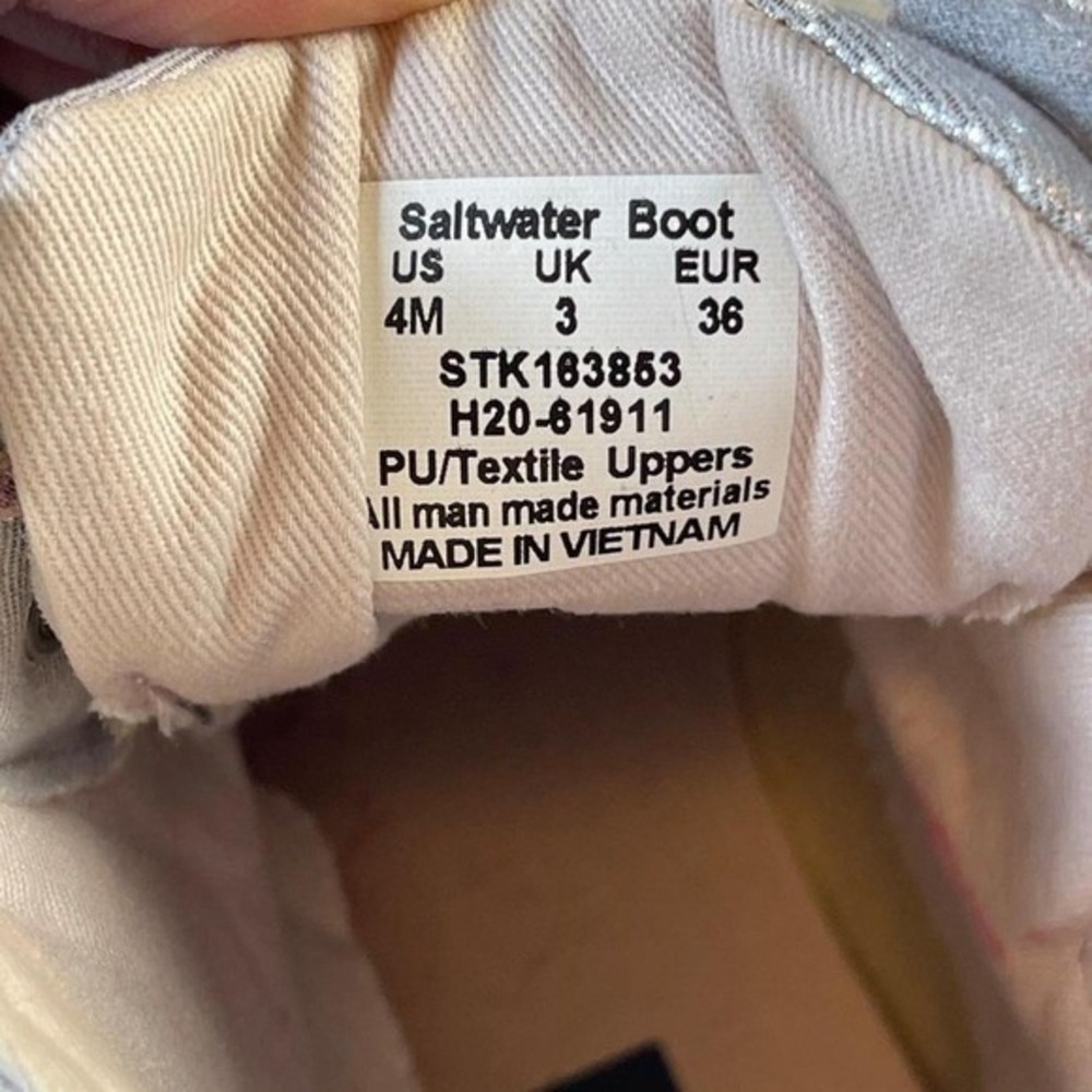 Sperry saltwater Women's Silver lavender Metallic LaceUp Waterproof Duck Boots4M - Picture 7 of 8